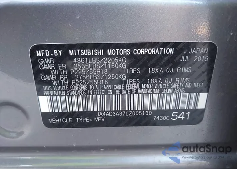 2020 Mitsubishi Outlander Se 2.4 from USA, damaged, VIN JA4AD3A37LZ005130